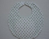 Baby bib, four soft layers, reversible, white with tiny lavender roses