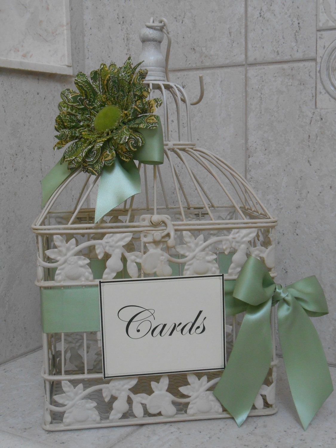 Birdcage Wedding Card Holder / Shabby Birdcage Wedding Cardholder
