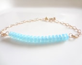 Ocean Blue Crystals, Adjustable Bracelet, Gold Filled, Minimalist, Modern, Fashion, Bridesmaids, Weddings, Handmade Jewelry, Jewellery