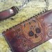 Handmade Tooled Leather Biker Wallet with Sugar Skull and Lilly design