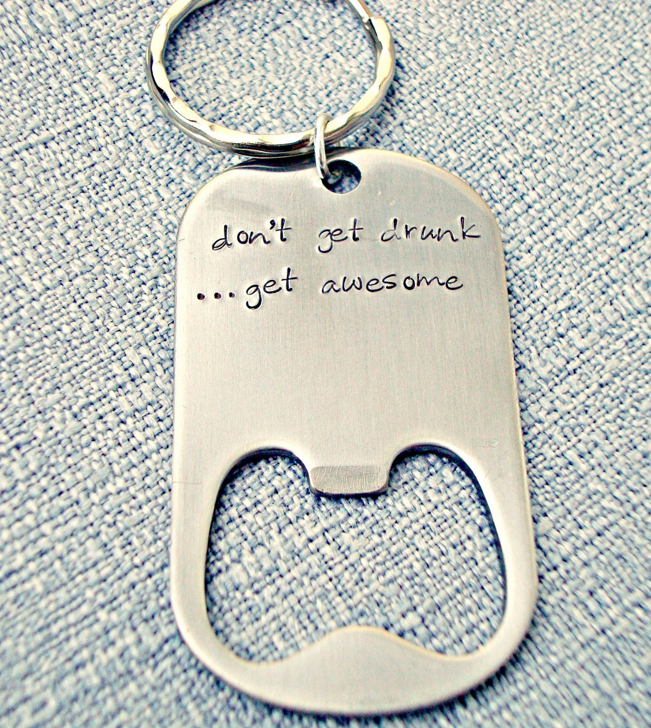 Custom Keychain Bottle Opener Hand Stamped Keychain Personalized Key Chain Groomsman Gifts