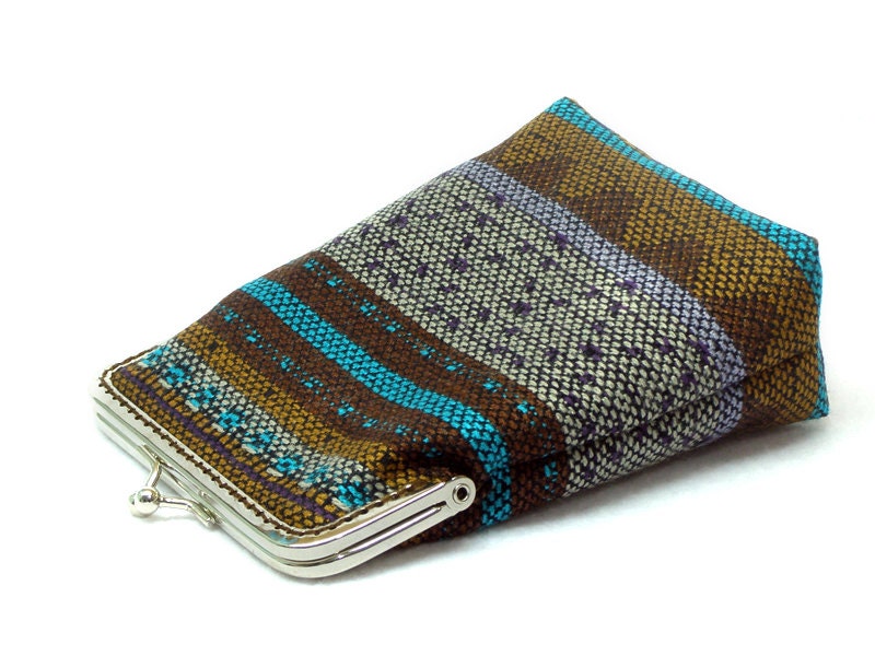 IPhone 5 Case -Tribal Fabric - Cigarette Case - 5, 4, 4S, 3GS, Large Cell Phone - Metal Silver Frame