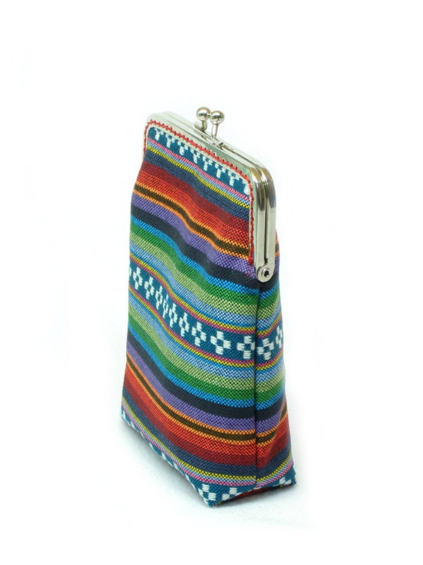 Fabric IPhone Case -Tribal Fabric - Cigarette Case - 5, 4, 4S, 3GS, Large Cell Phone - Metal Silver Frame