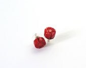 Red Flower Stud Earrings
