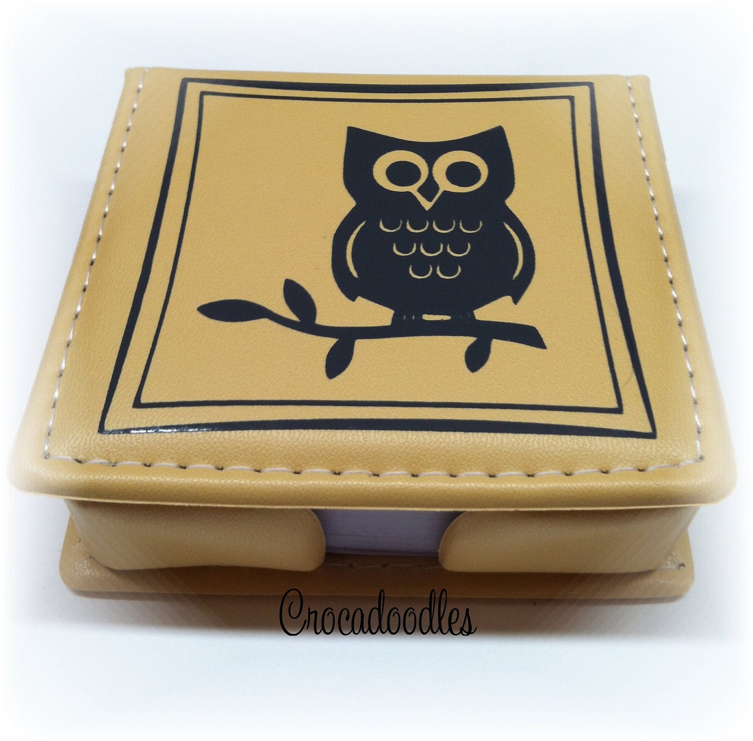 Owl Notepad Holder . . . Yellow and Gray