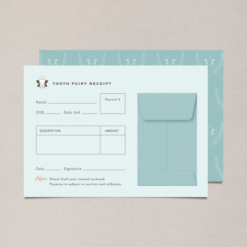 Mint Tooth Fairy Receipts - Set of 10