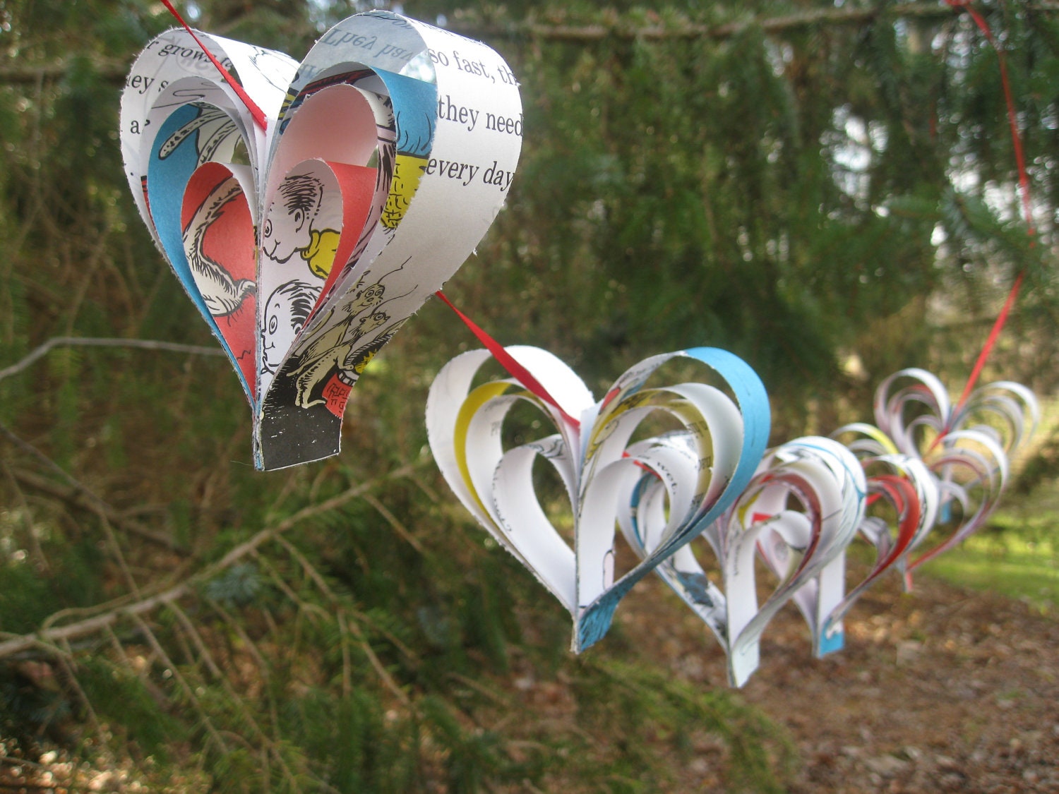 One Fish, Two Fish Dr. Seuss Heart Garland. 8 Hearts. Wedding, Shower, Birthday, Home Decor. Custom Orders Welcome. ANY BOOK Available.