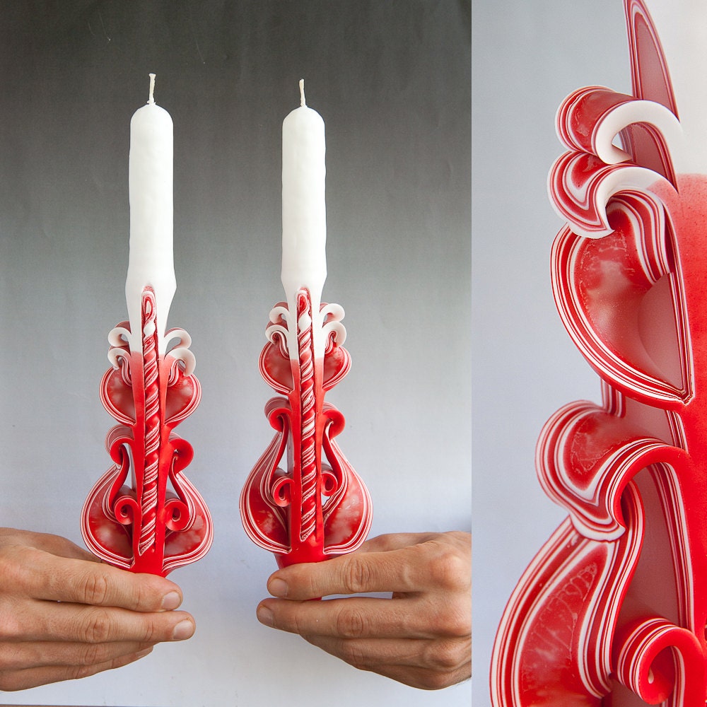 Valentines day gift  - Taper candles - Candle set - Red candles
