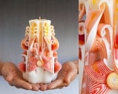 Carved candles - White candle - Orange candle