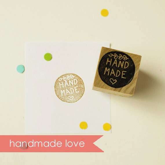 Hand Carved Hand Made Circle Rubber Stamp