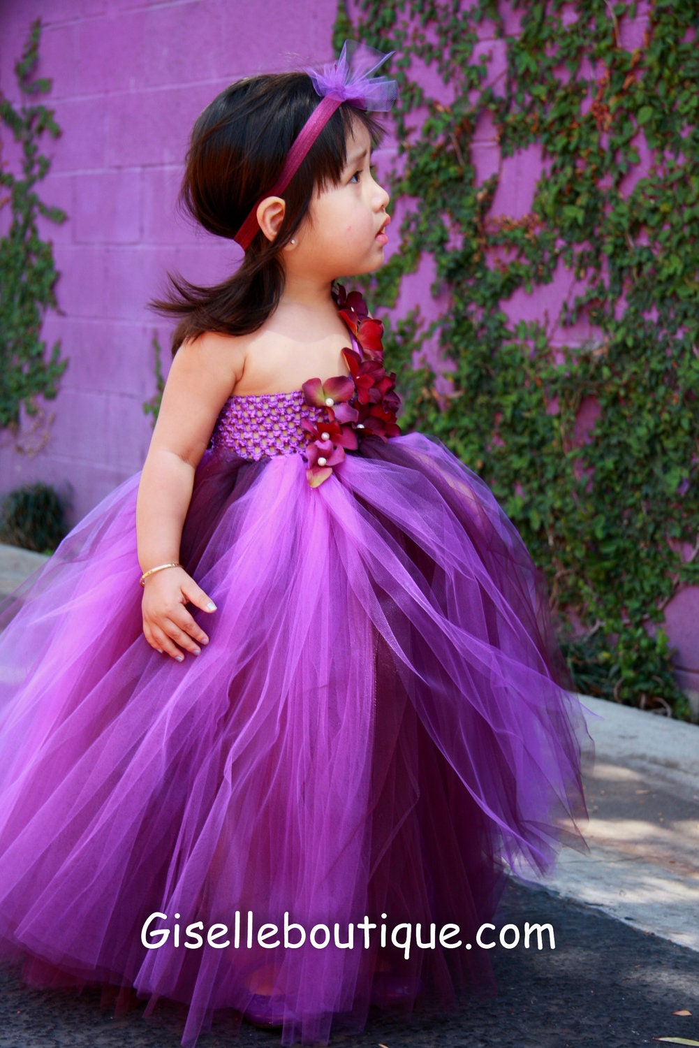 Limited Eggplant and Purple TuTu Dress. Wedding.Birthday.Flower Girl Dress - giselleboutique