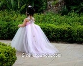 Flower girl dress Gray and Light Pink TuTu Dress.baby tutu dress, toddler tutu dress, wedding, birthday, Newborn, 2t,3t,4t,5t