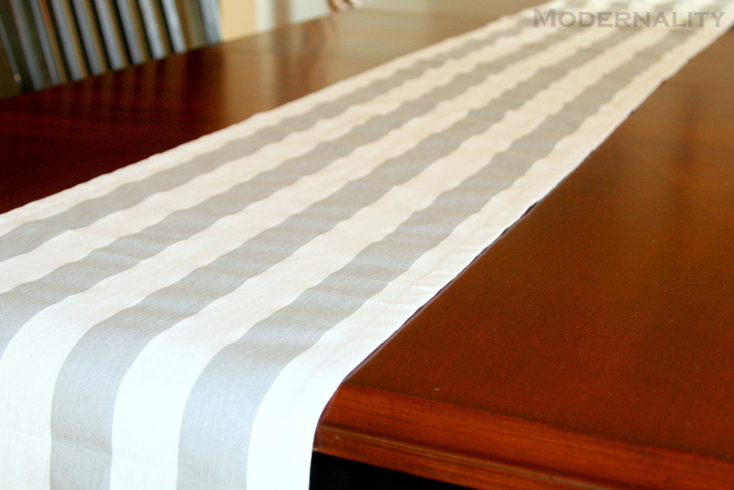 Premier Prints Table Runner- Grey and White Stripes- 13x72