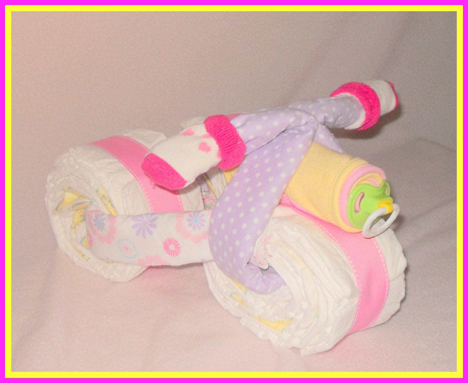37 Piece Diaper And Receiving Blanket Baby Girl Tricycle-Beautiful Gift Idea