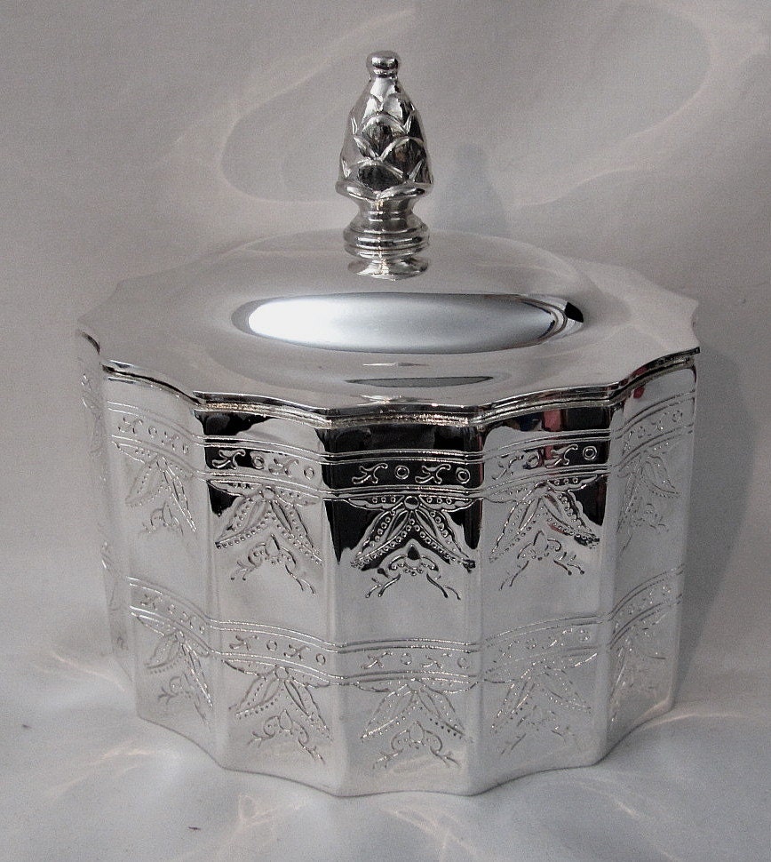 Godinger Silverplate Trinket Jewelry Box 1991 Velvet Lined - MINT Condition