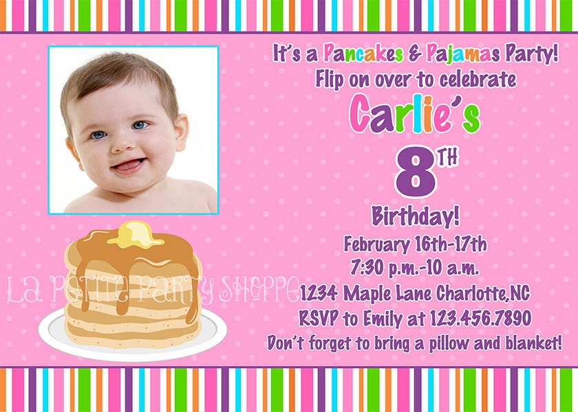 Girls Pancake and Pajamas Party Photo Invitations Il_170x135