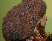 Knitted Chunky Extra Long Baggy Slouchy Hat, Huge Boho Hat,  Women/Teen Extra Large Slouchy Hat, Rasta Cap in Barley WOOL