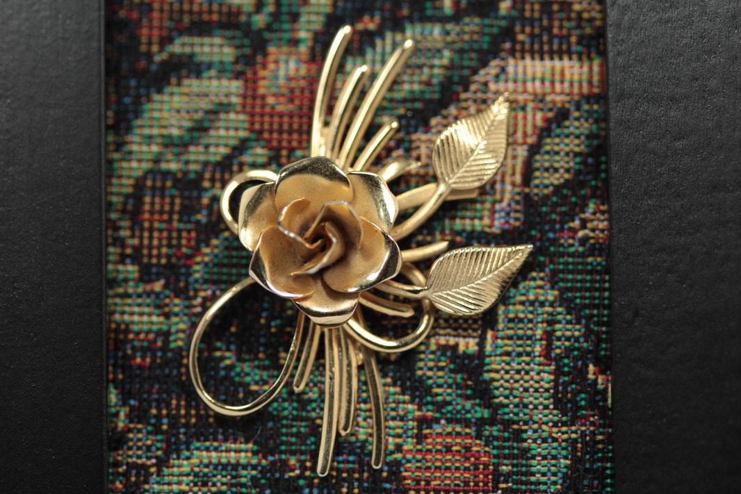 Framed Vintage Jewelry Art on Tapestry - In the Garden