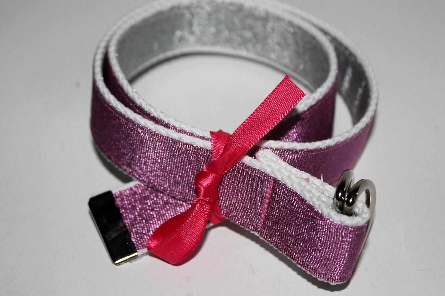 Sparkle Belt Reversible Silver and Pink Glitter Ribbon