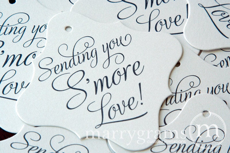 Wedding Favor Tags - Sending You S'more Love Tags -  Perfect for Smores - Smores Tag Dessert Tags (Set of 24)
