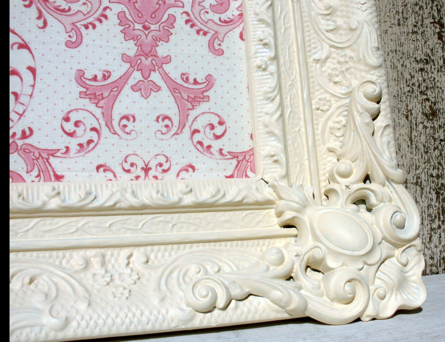 21 x 25.5  Ornate Antique Frame-MagneticFabric Board- Shabby Chic- Damask  - Baby shower- Nursery