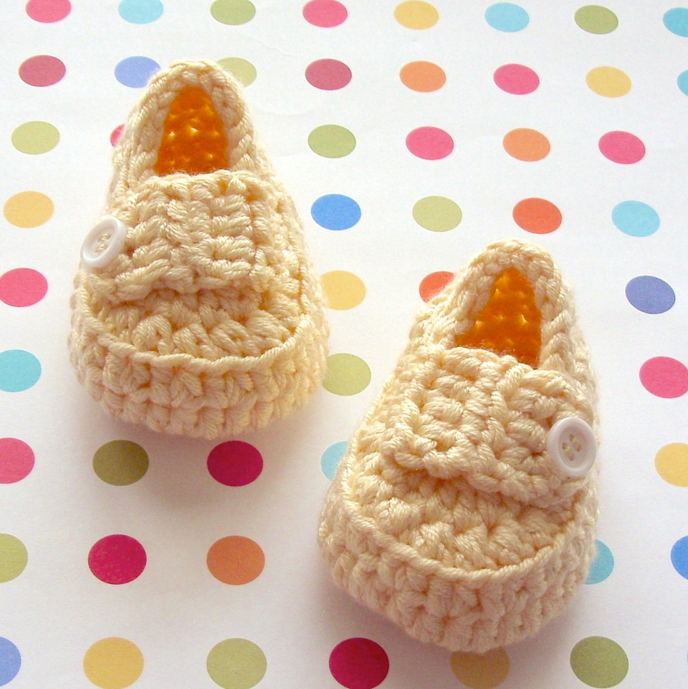 Baby Girl Booties - Modern Crochet Baby Fashion - 0 to 3 Months - Infant Size 1 - Gift Boxed Ready to Ship - Handmade Yellow Soft Shoes