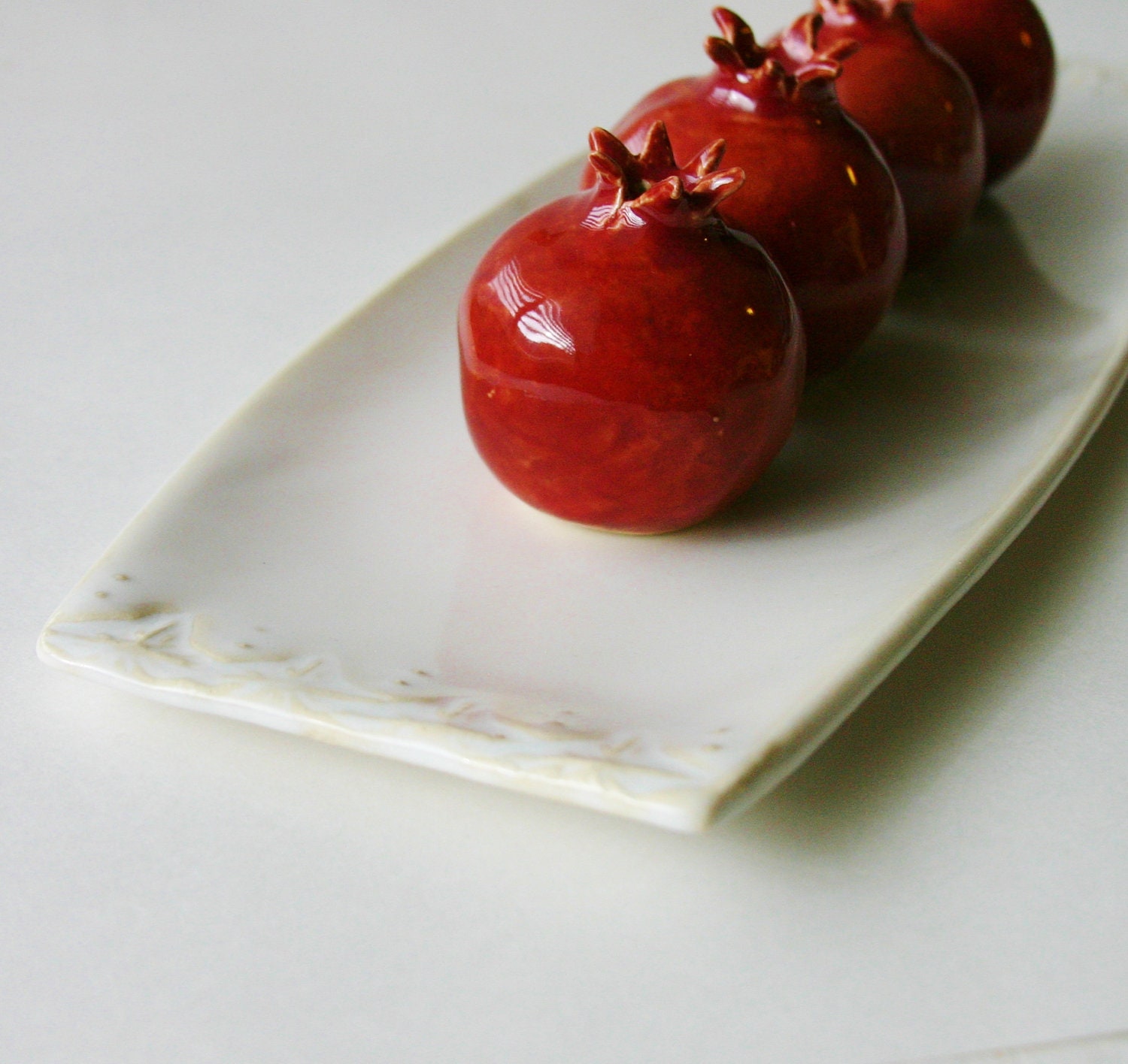 Ceramic Sushi Platter - Long Serving Tray - French Cream