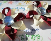 OU Sooners inspired: Crimson and Cream Loopy Flower set