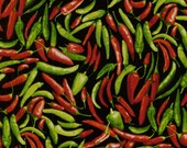 Red Green CHILI PEPPERS by 1/2 yard RJR fabric Farmer's market 2012 1286-01