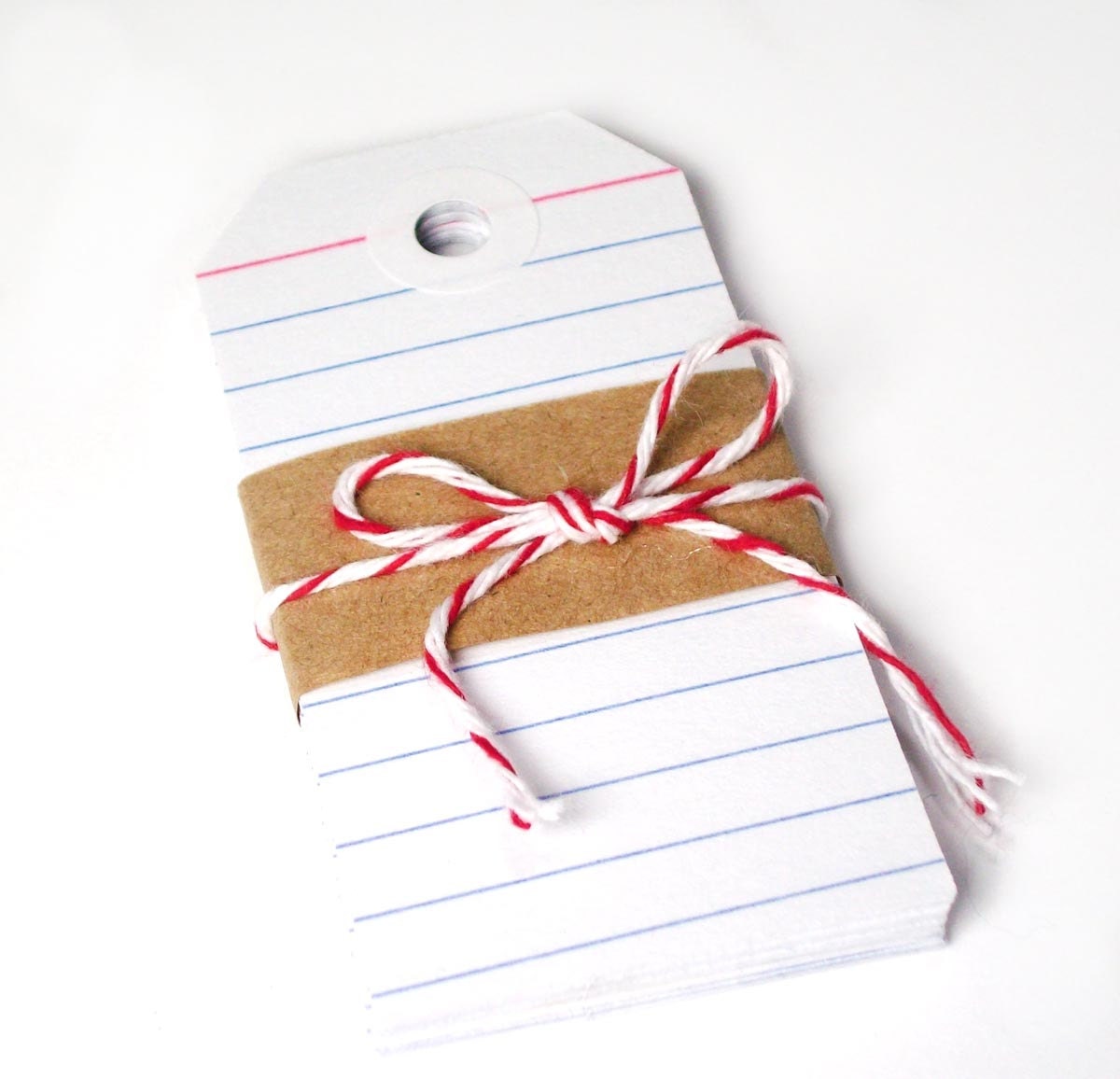 Gift tags . 25 parcel shipping tags . mini size . in lined notebook paper