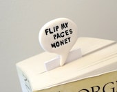 Flip my pages honey bookmark text in polymer clay speech bubble comic geek text