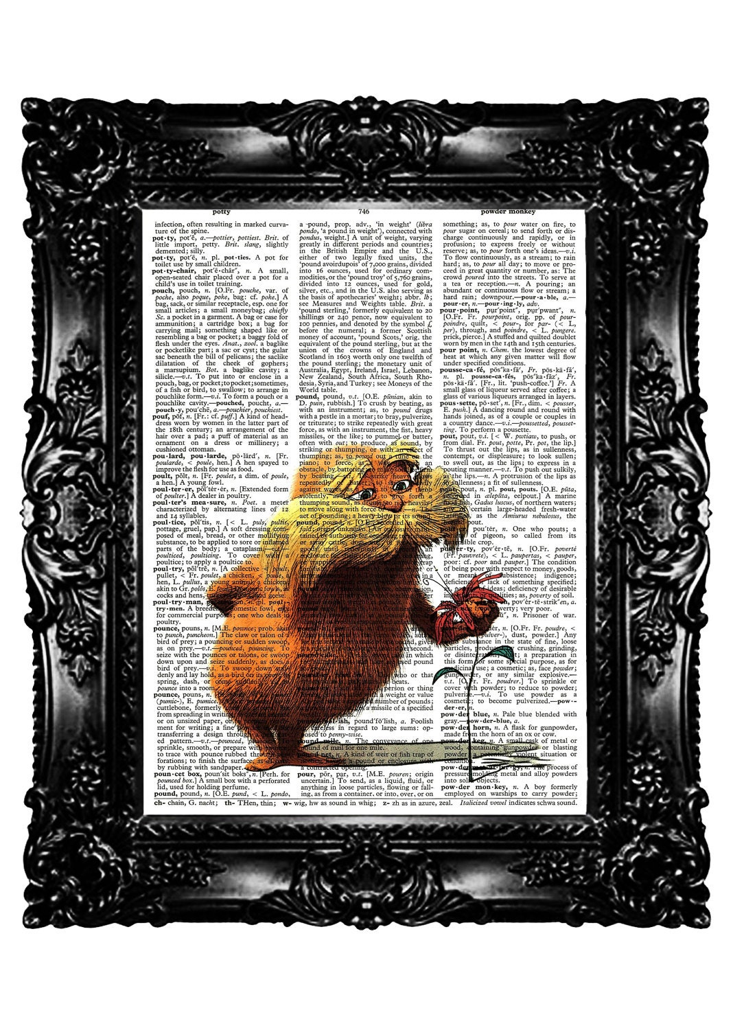 Lorax Dr Seuss 1 Dictionary Print Upcycled Book  Art Prints Vintage Book Print  Vintage Book Page Recycled  Buy 3 get 4th free