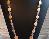 Peach Mother of Pearl Aurora Borealis ID Badge Holder Lanyard Beach Room Key Seminar Credentials Holder
