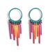 ombre fringe earrings, stud earrings, stainless steel post