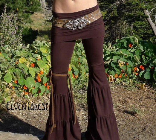 Zumi Yoga Pants - with adjustable skirt - In black, brown, dirty blue, or cream