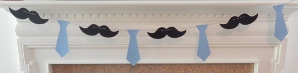 Cupcake Toppers: Little Man Ties and Mustaches Baby Shower or Birthday Party - die cut mustaches ties