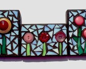 Set of Three Poppy ACEO Mixed Media Mosaics Pink Poppies Tryptich