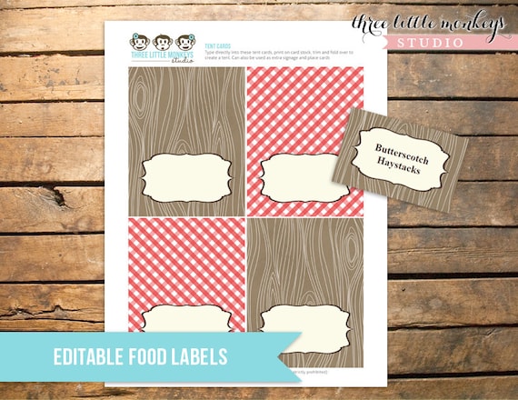 Vintage Barnyard Bash Farm Tent Cards Food Labels Il_570xn