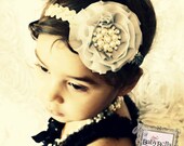 Baby  Headband,Baby Girl Grey chiffon rhinestone flower silver sequine  headband,Rhinestone headband