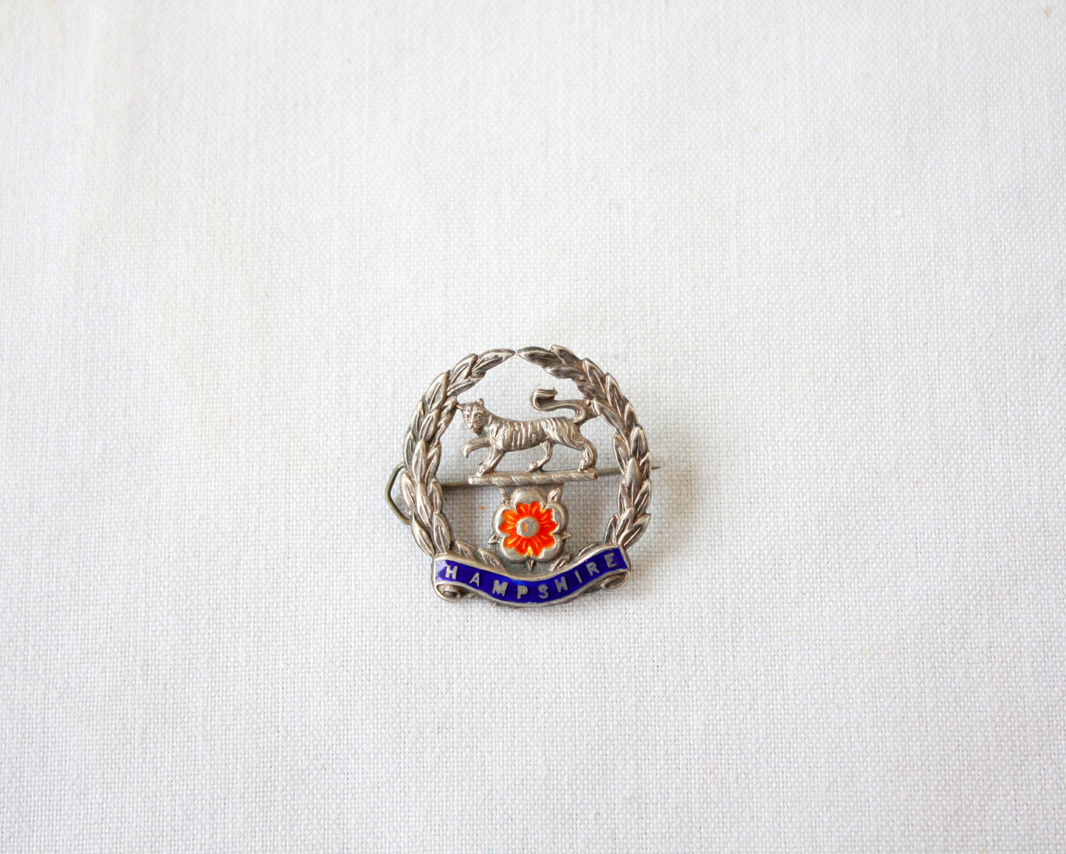 Vintage WWII Sterling Silver Sweetheart Pin, British Royal Hampshire Regiment Crest Pin, WW2, WWII, England, Militaria, Thomas L. Mott