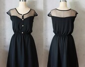 PETIT DEJEUNER in Black - Vintage inspired chiffon dress // little black dress // holiday // day // party // bridesmaid