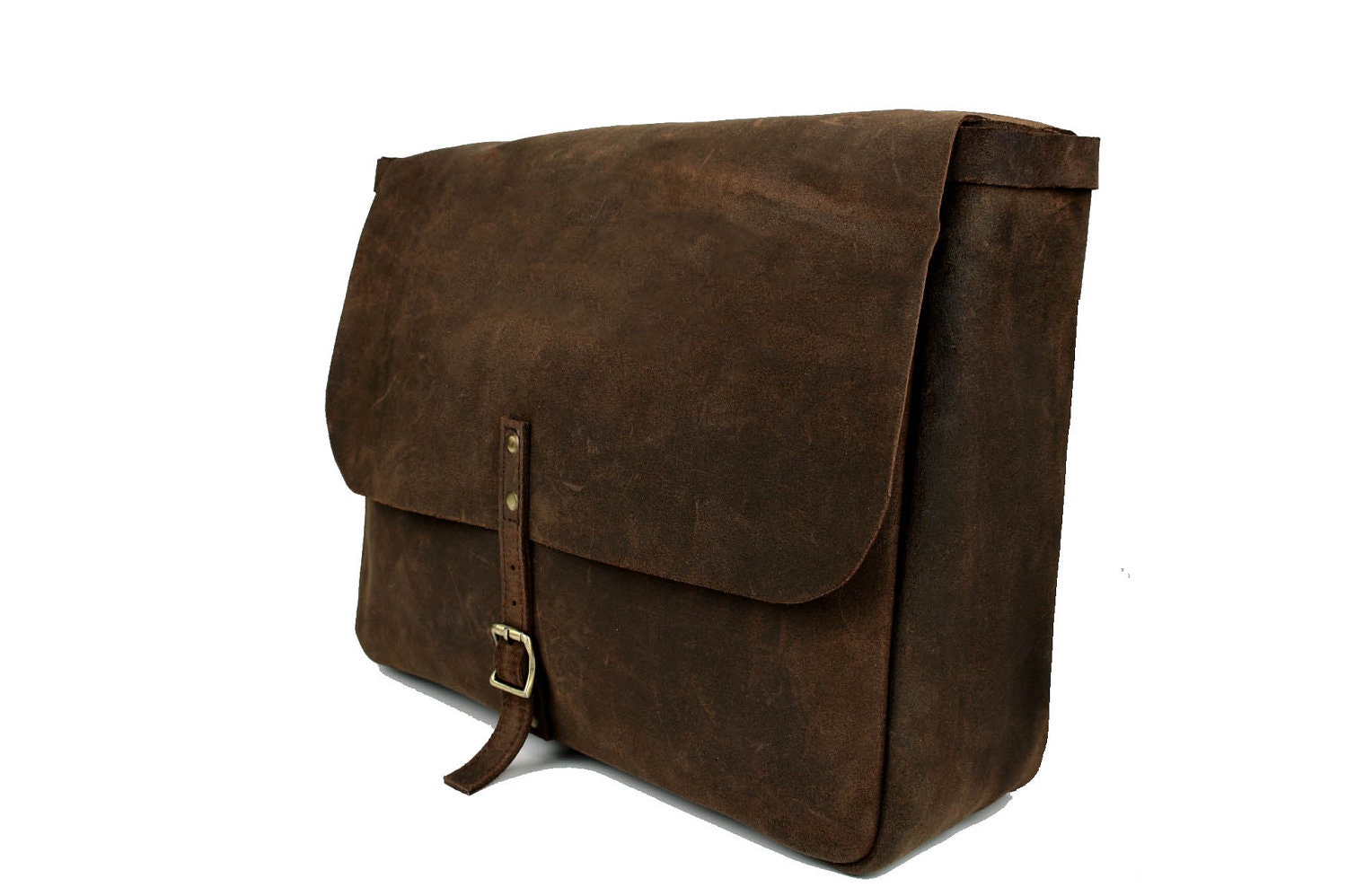 SALE  -  The Postal Messenger / Laptop Bag - Distressed Vintage Look Brown Leather