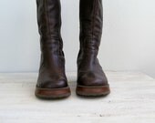 90s Aldo Platform Boots, Size 9, Euro 40, soft leather boots, women Boots, winter, retro Boots, brown Boots, Zipper up boots, Tall boots