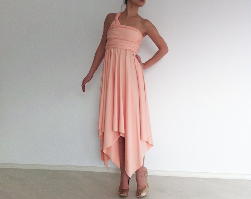 Bridesmaids Dresses Convertible Infinity Wrap Chameleon Maxi  Dress with uneven hem