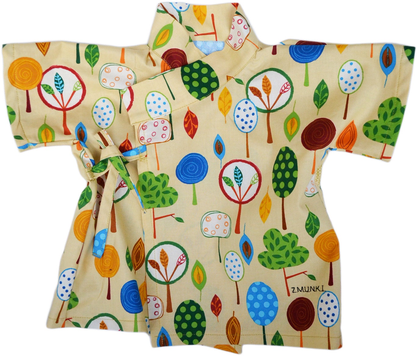 Baby Clothing Baby Kimono Baby Top Shirt - Tree Dreams - Robert Kaufman High Quality 100% Printed Cotton - Sizes from Newborn to 24 Mo -