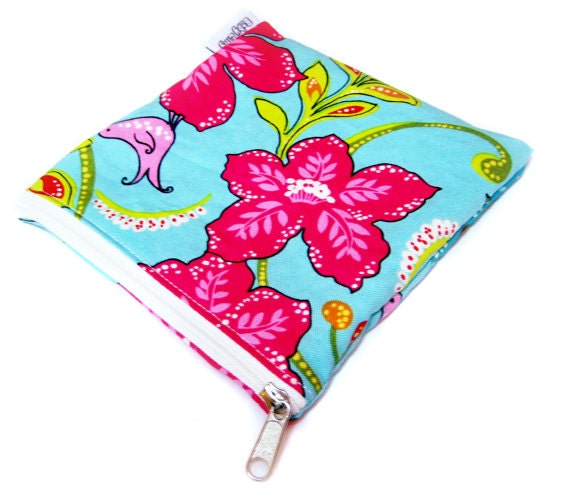 NEW Zippered Snack Bag Waterproof Lining BPA FREE Garden Print 6 x 6