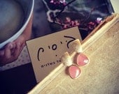 Dangle Earrings matte golden geometric posts with light pink  quartz drops gemstone earrings everyday jewelry israel