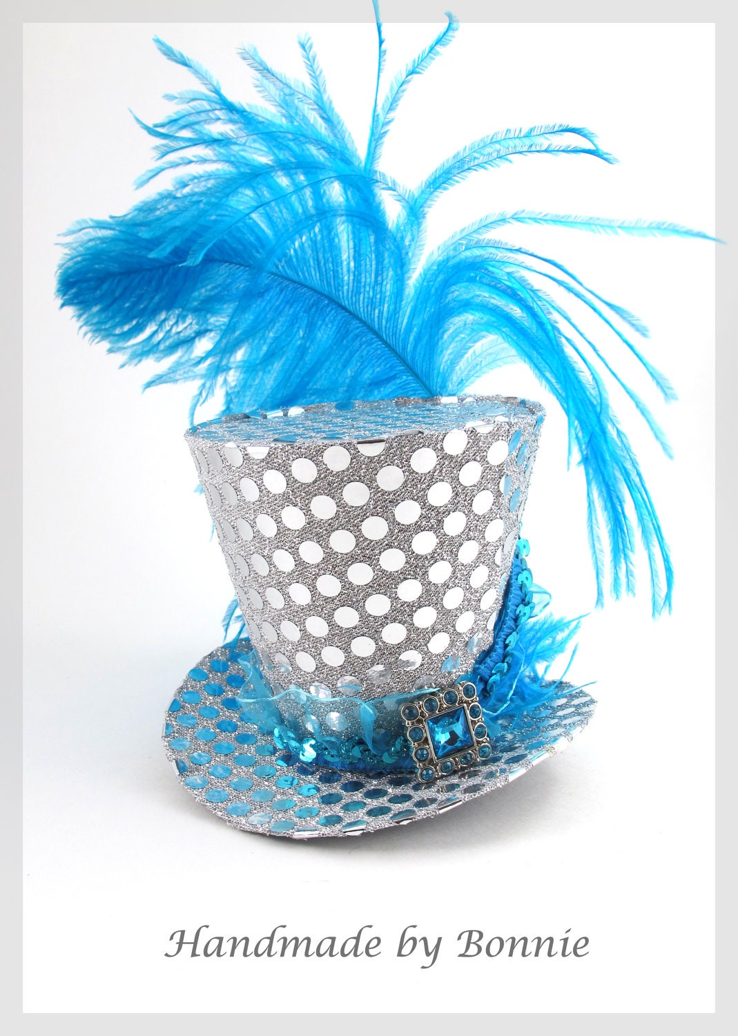 Tiny Top Hat Shine and Bling, Blue and Silver