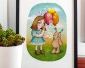 Digital illustration print - Wonderland friends