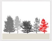 Print Black White and Red Nature 8x10 home decor gift for man - Minimalist living room art